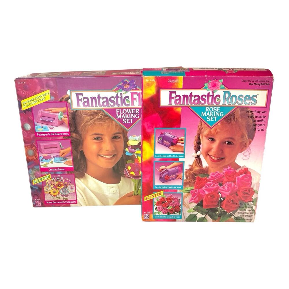 Vintage 1991 Fantastic Flowers Making Kit and Fantastic Roses Set Hasbro Crafts
